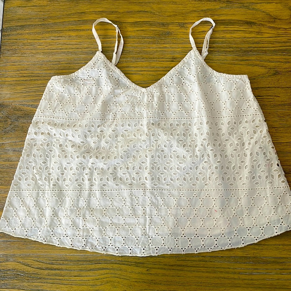 Hollister broderie cream tank size S